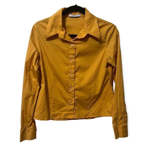 Ivedos 2 shirt orange 70s wide collar vintage EUC button up long sleeve - Picture 1 of 6